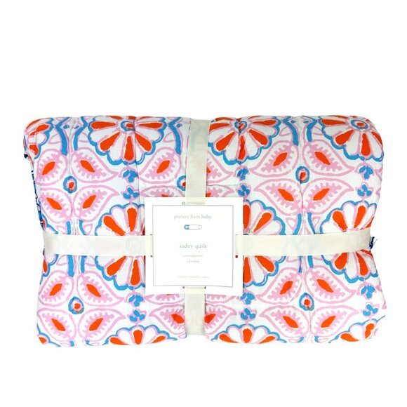 NEW Pottery Barn Kids Zadey Patchwork Toddler Reversible Quilt Boho Geometric
